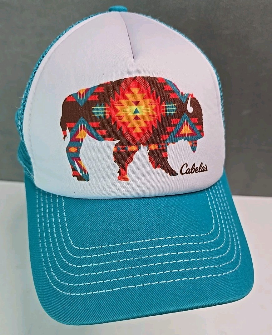 Aztec pattern Bison hat Foam Cabela's turquoise m… - image 7