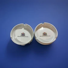 2 Benson & Hedges Ceramic Ashtray with Seal White and Gold Royal Crest