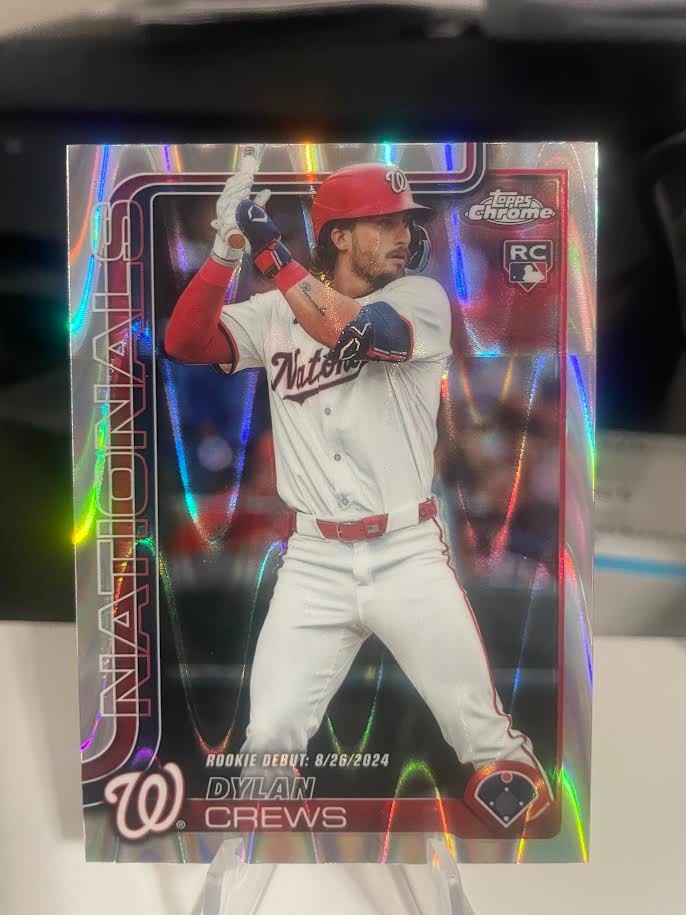 2025 Topps Chrome Update Dylan Crews Rookie Debut Raywave Refractor (RC)