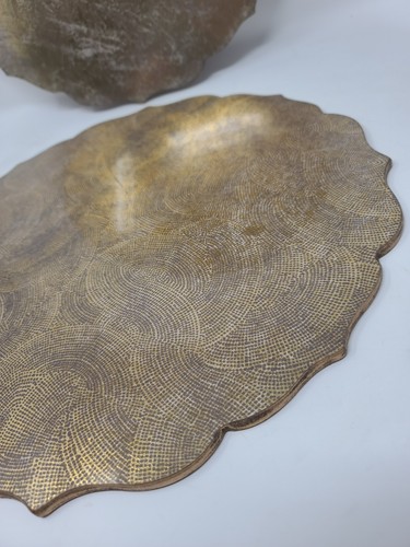 Kim Seybert Placemats Set Of 2 MDF Acrylic Cork Gray Golden Color 15.5" - Picture 5 of 12