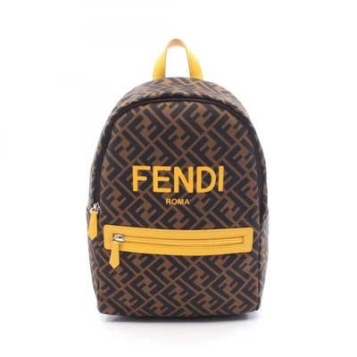 Sac à dos FENDI Zucca 8BZ040 cuir nylon marron noir jaune occasion u... - Photo 1/4