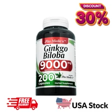 Ginkgo Biloba 9000mg  200 Caps No Preservatoves Highly Absorbable Gluten Free