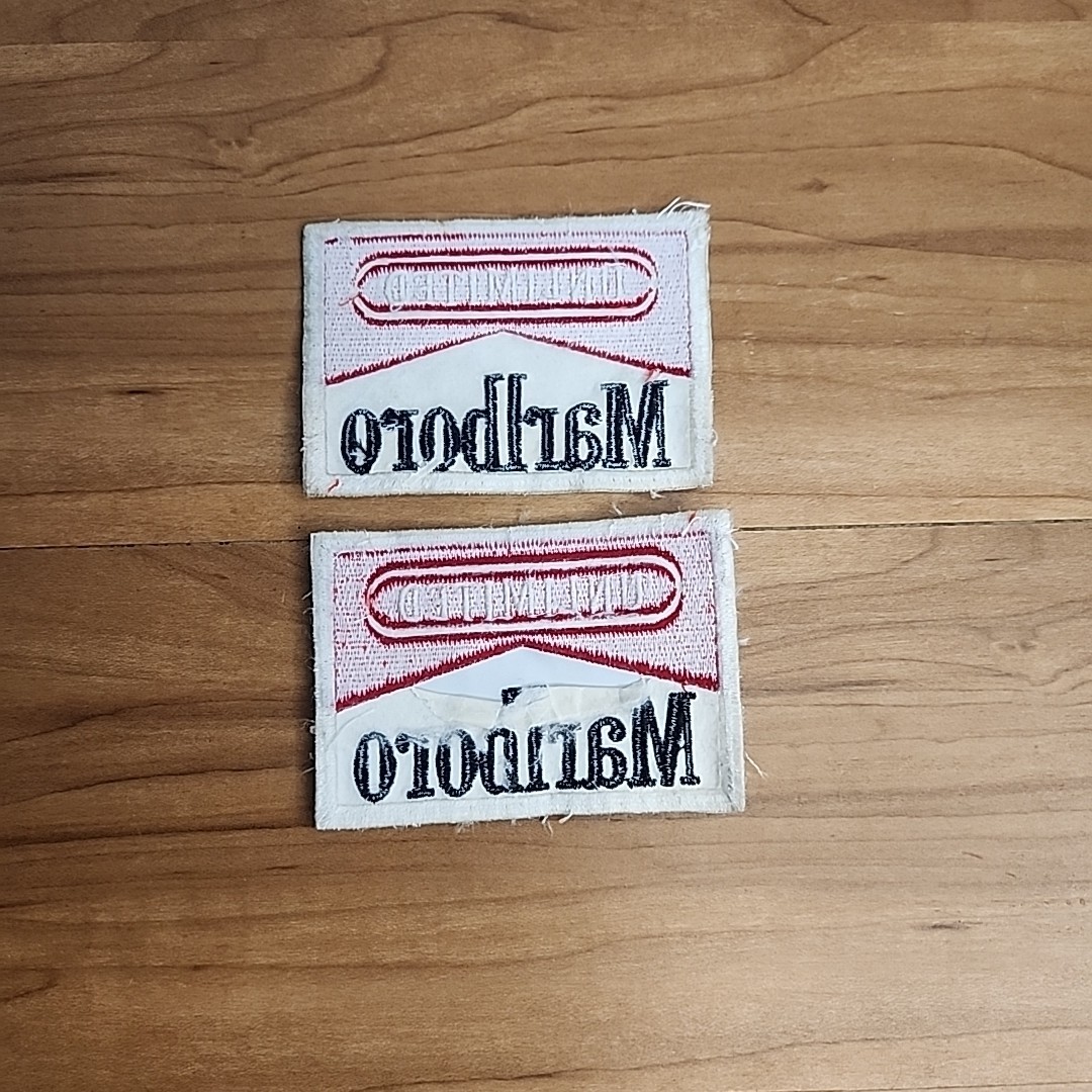 2 Vintage Marlboro Philip Morris Unlimited Cloth Motorcycle Embroidered Patch