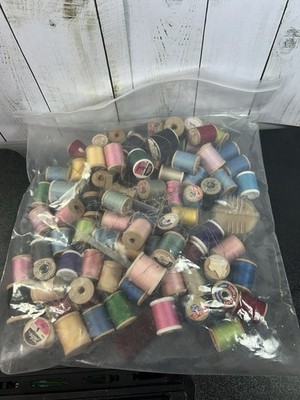 Vintage Wooden Thread Spools Mixed Lot Coats & Clarks Talon Super Sheen Lily