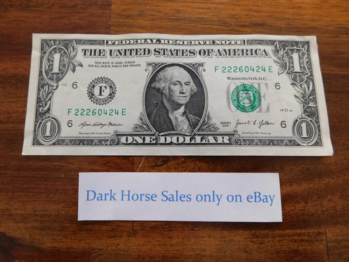 Lucky US $1 Dollar bill in circulated currency 4-2s 2-4s in serial number F24Ez. - Picture 1 of 2