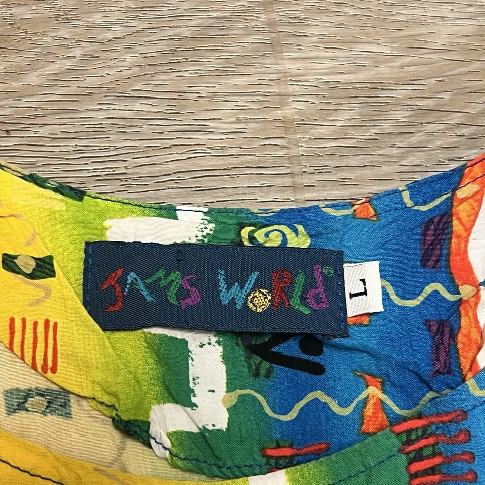 Vintage Jams World Floral Tropical Scoop Neck Size Large Multicolored Womens - Image 4 of 4