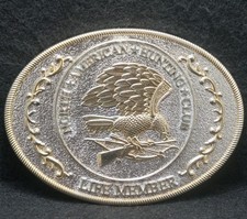 XC03135 VINTAGE 1970s  NORTH AMERICAN HUNTING CLUB  LIFE MEMBER BELT BUCKLE