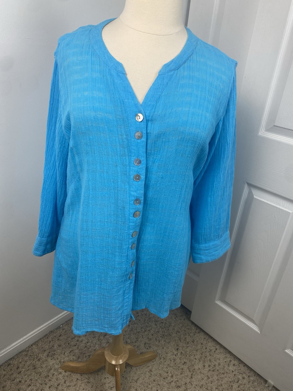 Ali Miles 1X Tunic Cover Up Blue Bohemian Beachy Coastal Clean Girl Minimalist