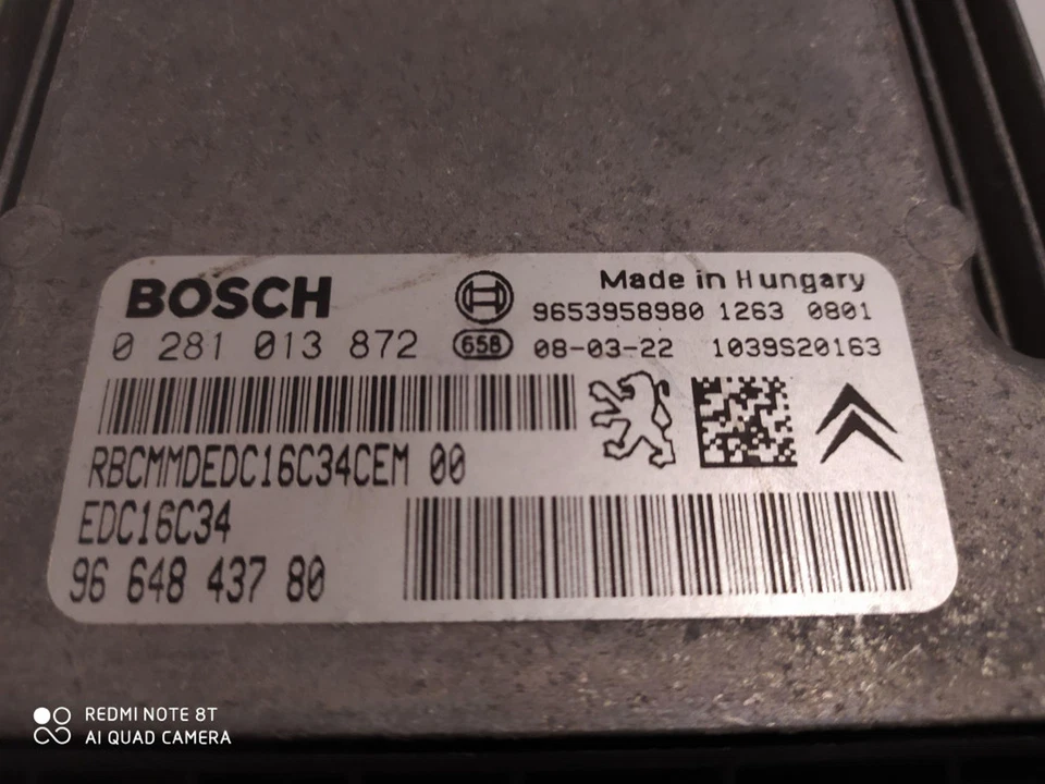 Centralina motore CITROËN C5 III RD ECU 0281013872 1.6 Diesel 2006 28604463 - Immagine 4 di 4