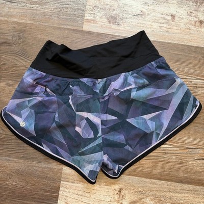 LULULEMON DROP IT LOW SHORT PRETTY PRISM MULTI BLACK LILAC SIZE 6 