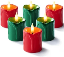 Homemory 2" x Green & Red Timer Flickering Flameless & 