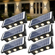 Solar Step Lights Outdoor, 6 Pack 1500mAh Wall Lights，Fence Lights Solar