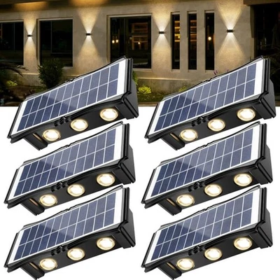 KIALUSH Solar Step Lights Outdoor, 6 Pack 1500mAh Wall Lights，Fence Lights Solar