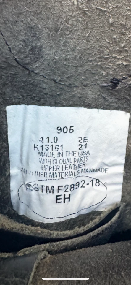 Botas Carolina Linesman 905 tamanho 11EE couro largo Vibram sola Lug classificação EH União - Imagem 2 de 4