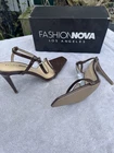 Fashion Nova Los Angeles High Heel Brown Open Toe Ankle Strap Shoes Sz 10 NEW