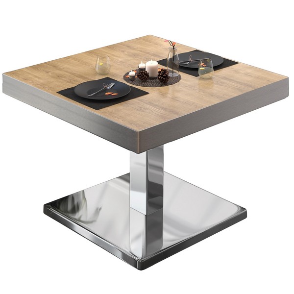 Bm | Bistro Loungetisch | B:T:H 60 X 60 X 41 Cm | Eiche / Edelstahl | Bistro ...-image