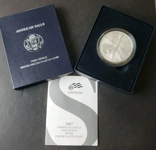 2007 W Burnished $1 American Silver Eagle Dollar