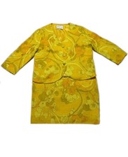 Vintage 1960s Mod Yellow Floral Skirt Suit Set Cropped Jacket Colony Utah
