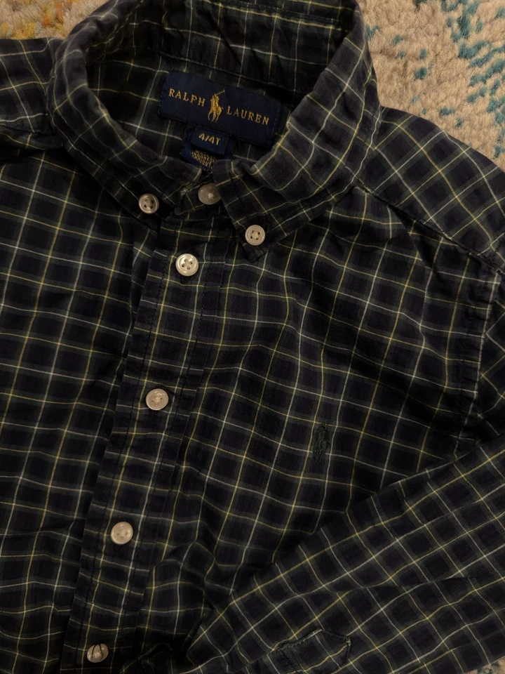 Lot of 3 RALPH LAUREN Boys 4 / 4T  L/S  BUTTON DOWN SHIRTS Plaid N' Stripes - Image 4 of 4