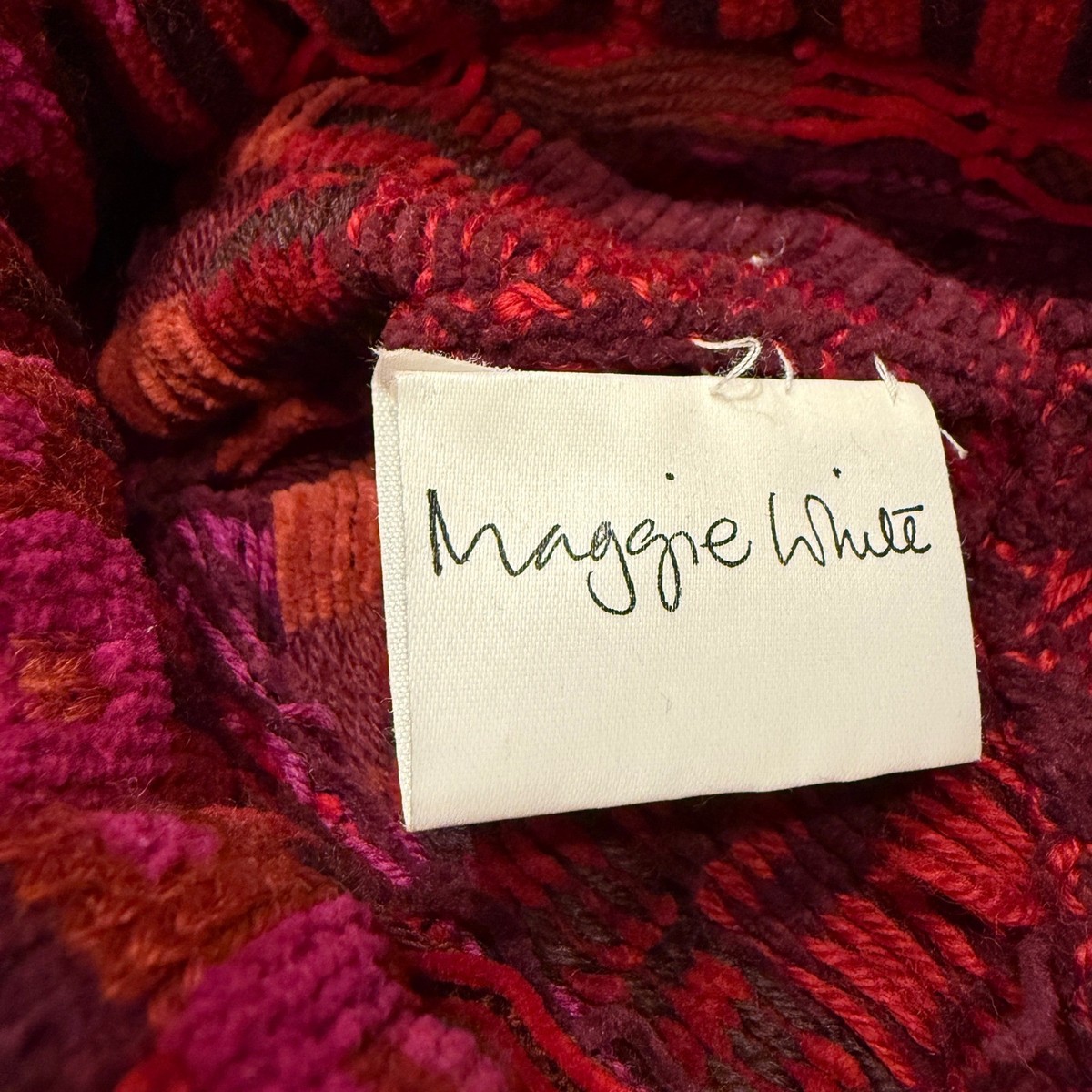 Maggie White England Wool Beret Tam Hat Handmade Artisan Red Burgundy View 3
