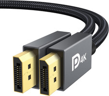 DisplayPort to DisplayPort Cable 6.6 Ft 4K 60Hz Nylon Braided Male to Male