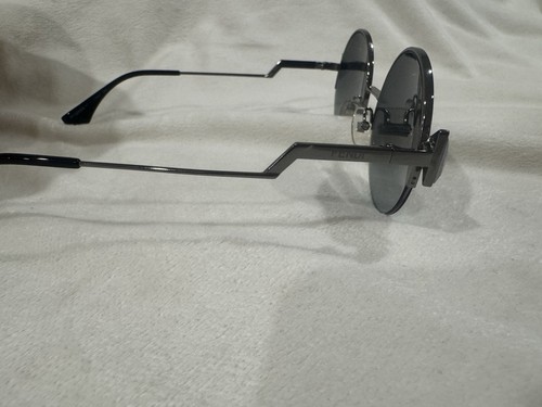 AUTHENTIC FENDI Sunglasses 0243/S 51mm Silver Black Irregular Round Grey Rimless - Picture 15 of 16