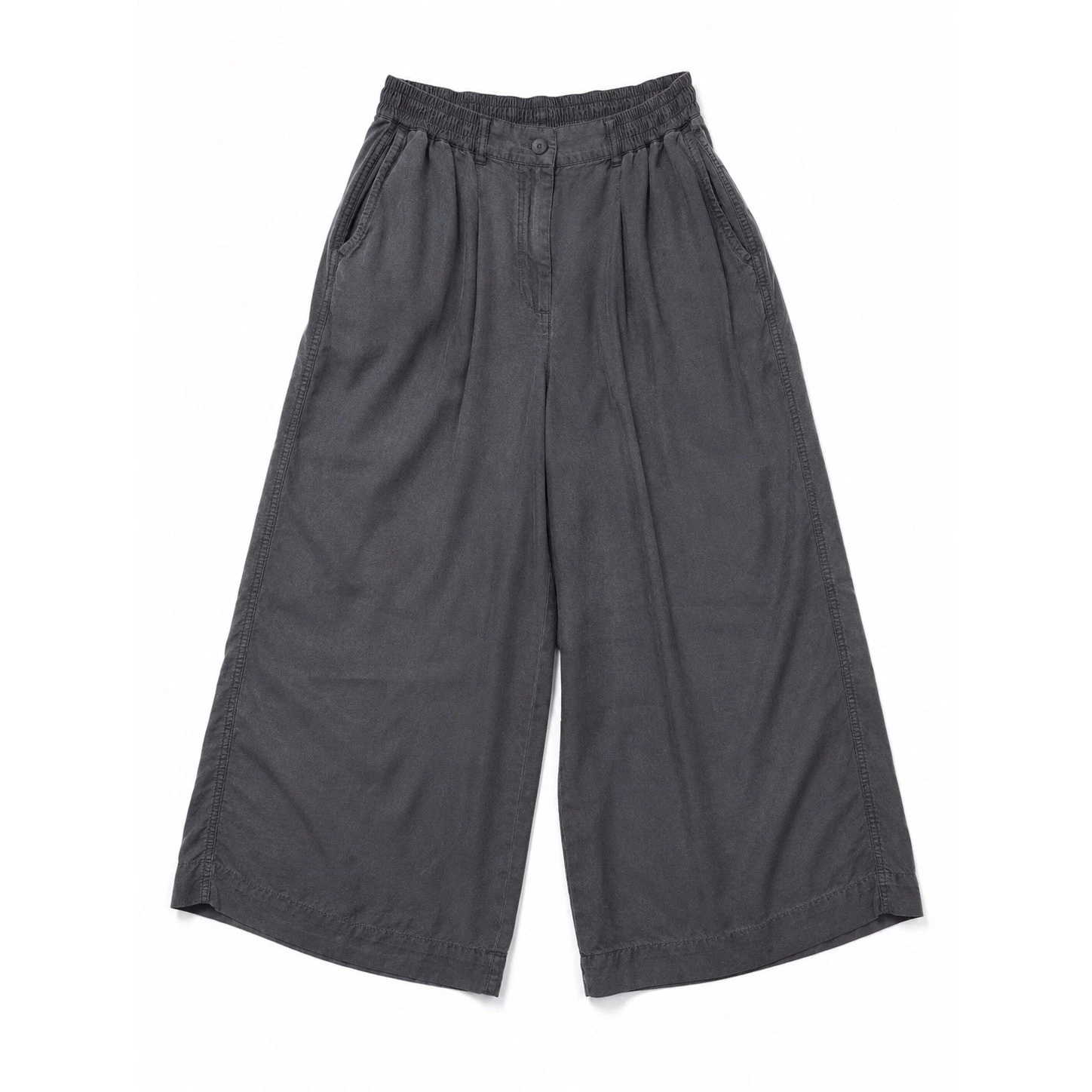 Aerie Lyocell Wide Leg Pleated Crop Pants Charcoal Gray Medium Short