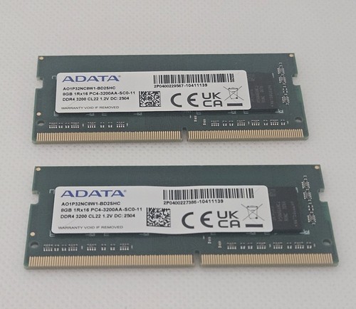 ADATA 2x 8GB 1RX16 PC4-3200AA-SC0-11 DDR4 Laptop Memory AO1P32NC8W1-BD2SHC - Picture 2 of 4