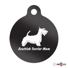 Scottish Terrier Mom Engraved Keychain Round Tag w/tab v2 scottie  Many Colors