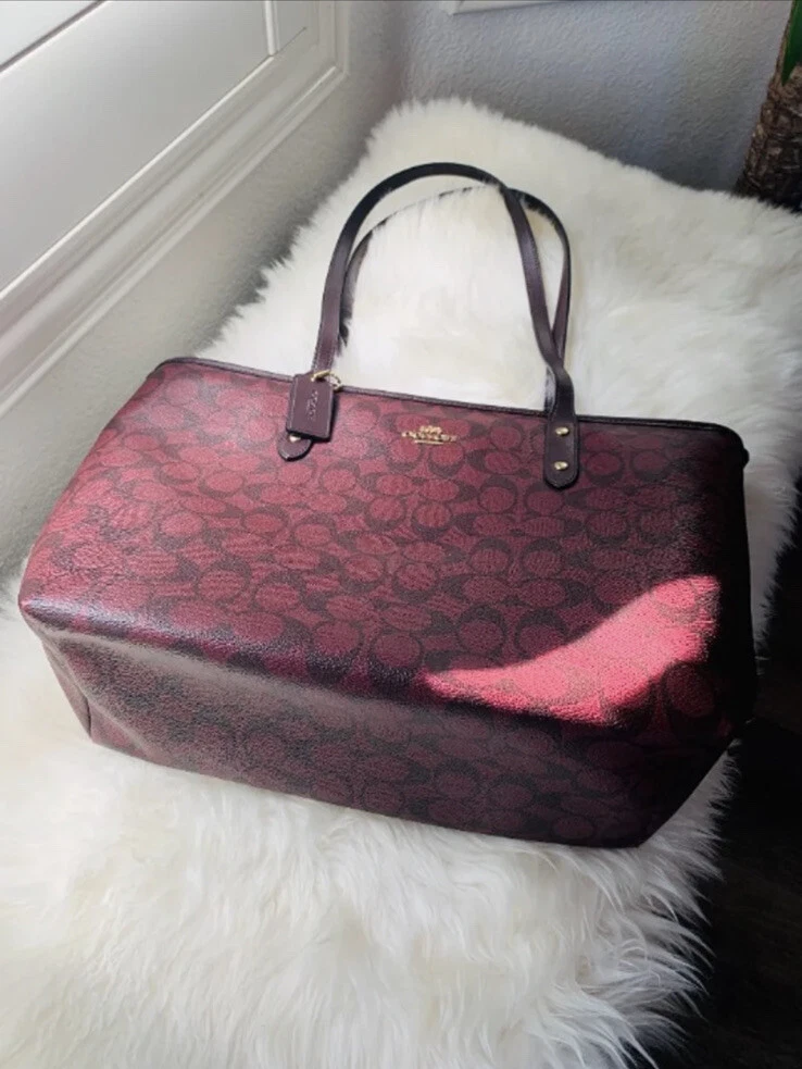 NWT Rare AUTH Coach City Zip Tote in Signature Canvas Oxblood F58292 295