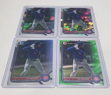 4) ED HOWARD 2021 Bowman Chrome Atomic Lava Neon Green /399 Refractor /499 CUBS 