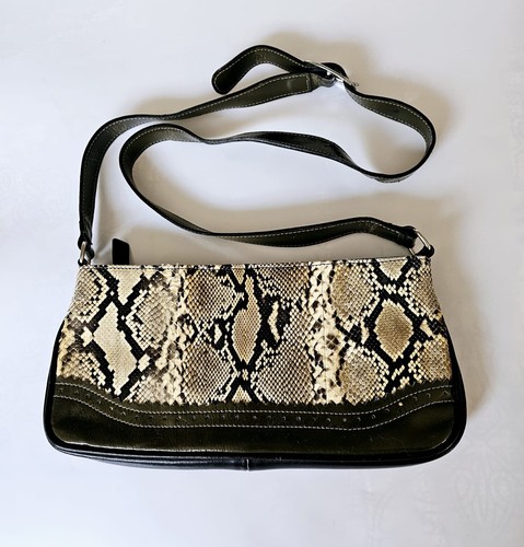 Bolso de hombro ajustable vintage japonés multicolor piel de serpiente Kazuyo Nakano - Imagen 3 de 22