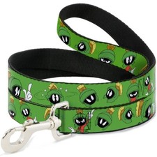 Dog Leash Marvin The Martian Poses Expressions Green 6 Feet Long 1.0 Inch Wid...