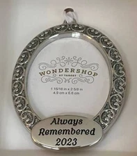 2023 ALWAYS REMEMBERED~DATED SILVER CHRISTMAS TREE PHOTO FRAME ORNAMENT~NEW