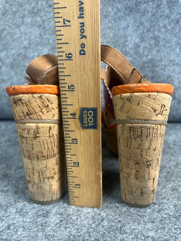 Coconuts Venice Heels Women's 8 Patchwork Leather Open Toe Block Cork - Image 3 of 4