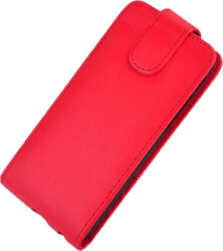 Einfarbige rote PU-Lederhülle, kompatibel mit iPhone 5 / 5G / 5S / SE
