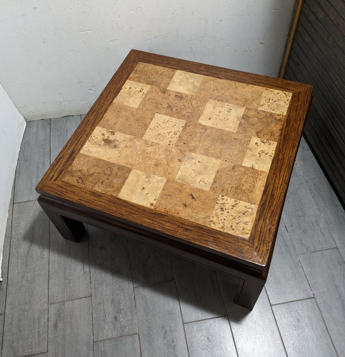 Vintage Asian Ming Style Solid Wood Coffee Table Inlaid Burl
