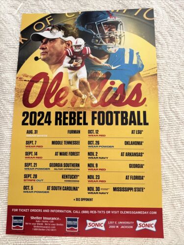 Programma calcio ribelle 2024 ufficiale Ole Miss