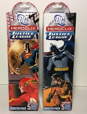 2 DC Justice League Heroclix Booster Packs - Batman, Robin, Superman, Flash