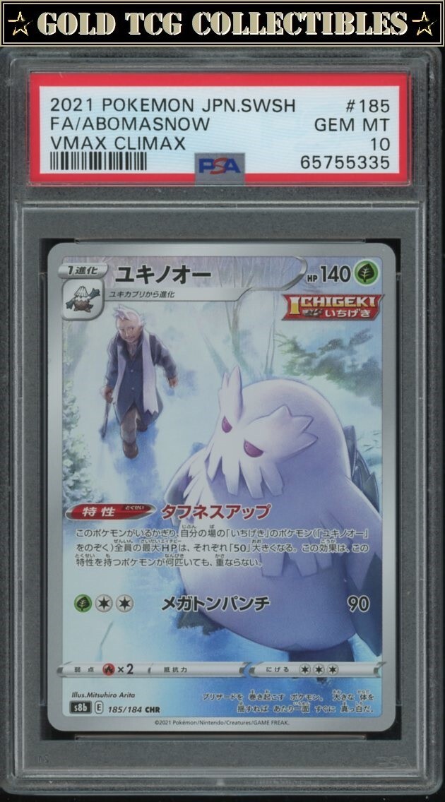 PSA 10 ⭐️ Pokemon Abomasnow 185 VMAX Climax Japanese Character Rare Graded Card