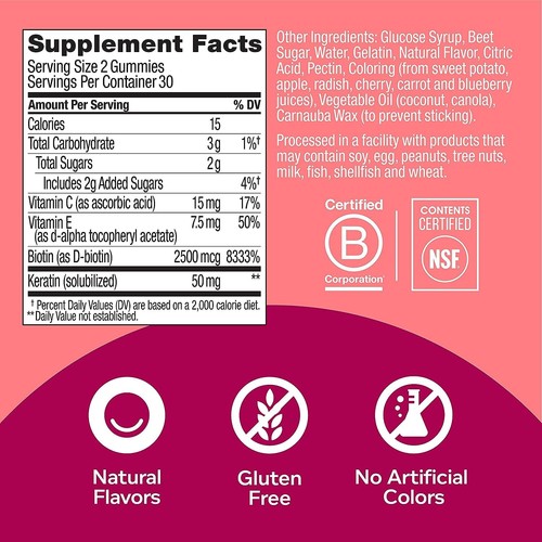 OLLY Undeniable Beauty Gummy, Supplement for Hair, Skin, Nails Grapefruit 120 Ct - Picture 4 of 6