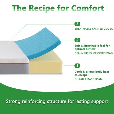 VECELO Inch Mattress Charcoal Infused Memory Foam Medium Firm