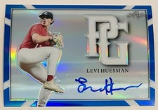 2021 Leaf Perfect Game Showcase Autographs Rainbow Blue Levi Huesman Auto 1/1