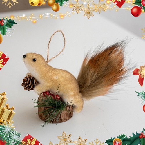 New Christmas Tree Ornaments Simulation Squirrel Figurine Pendant Xmas Decor - Picture 9 of 16
