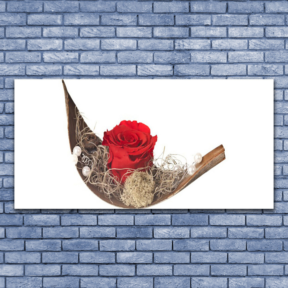 Tableau plexiglas floral rose 140x70 cm deco murale lumineuse anti uv