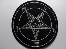 BAPHOMET SILVER RED EYES  EMBROIDERED PATCH