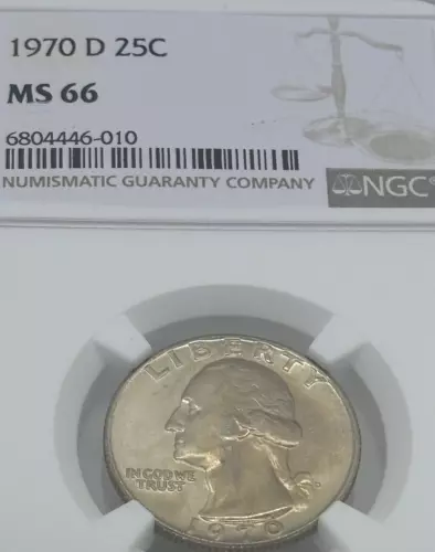 1970 D Washington Quarter MS 66 NGC Clad 25c Uncirculated #1612