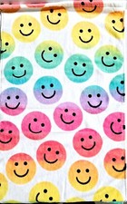 DEBORAH CONNOLL WHITE,MULTI OMBRE COLOR  SMILEY FACE COTTON BATH,OR HAND TOWEL
