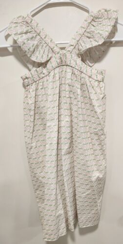 Bonpoint Girls Size 8 White Cotton Cherry-Print Ruffle Dress Perfect Condition - Afbeelding 1 van 7