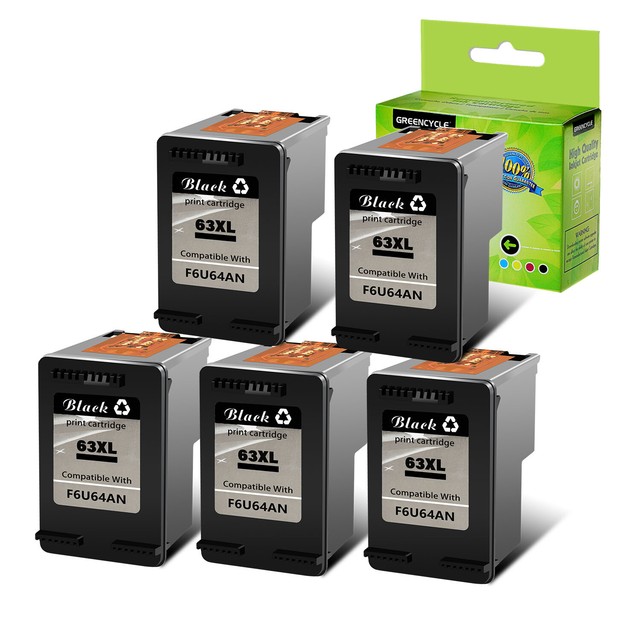 5 PK 63xl Ink Cartridge Black for HP Envy 4520 4526 Officejet 3830 4650